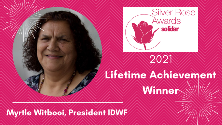 2021 Silver Rose Awards goes to Myrtle Witbooi, President of IDWF