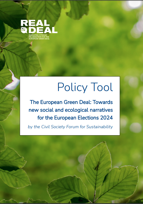 Policy Tool: The European Green Deal: Towards new social and ecological narratives for the European Elections 2024 by the Civil Society Forum for Sustainability