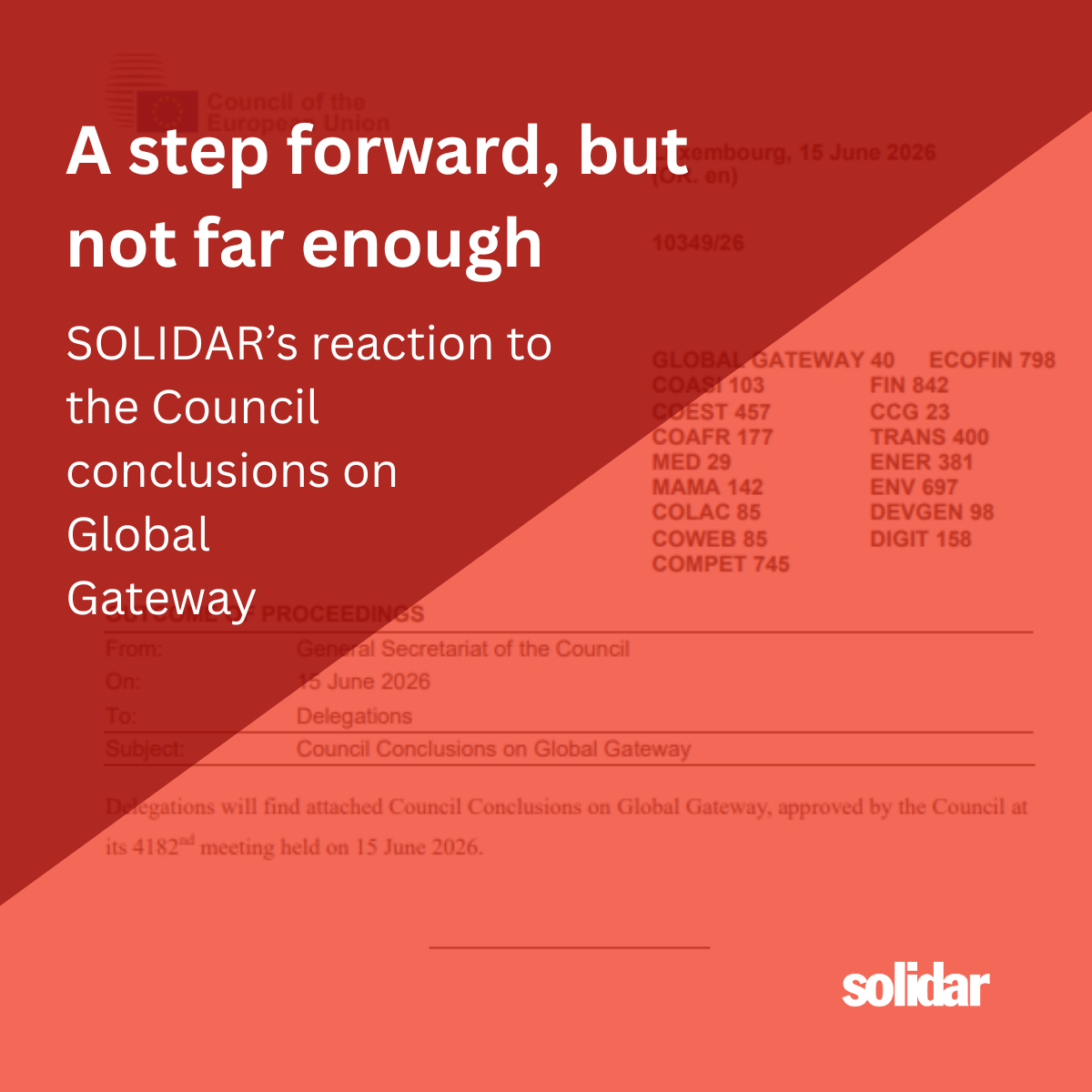 Council finally published its Conclusions on Global Gateway: a step forward, but not far enough 